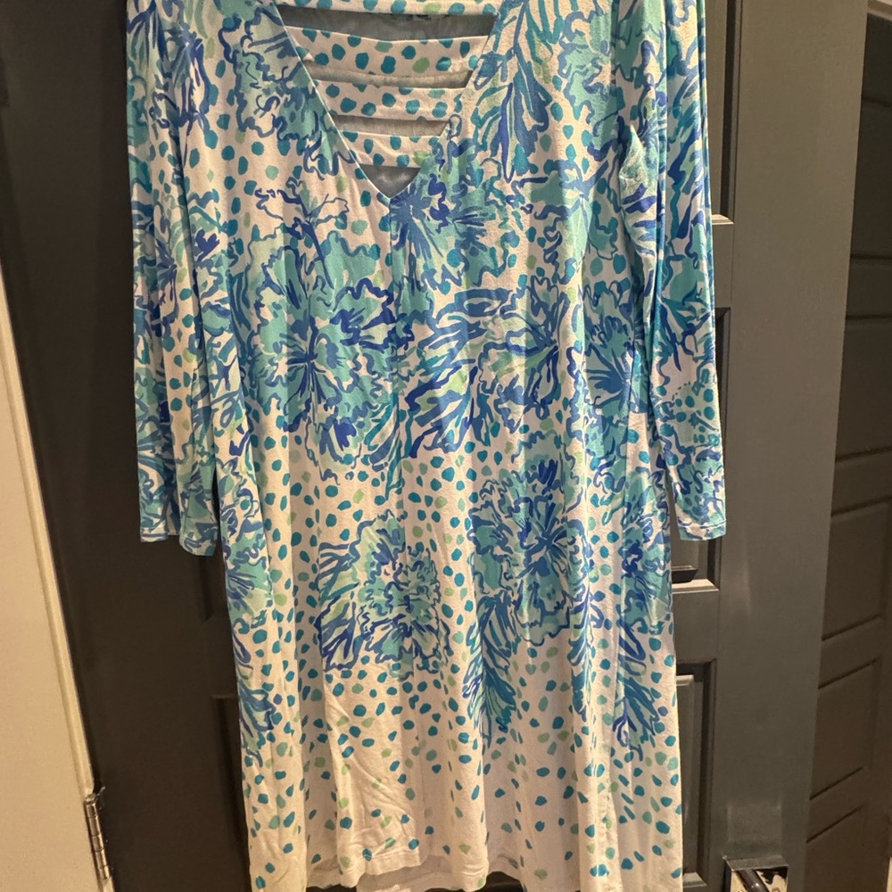 Lilly Pulitzer Blue and Cream Patterned Dress